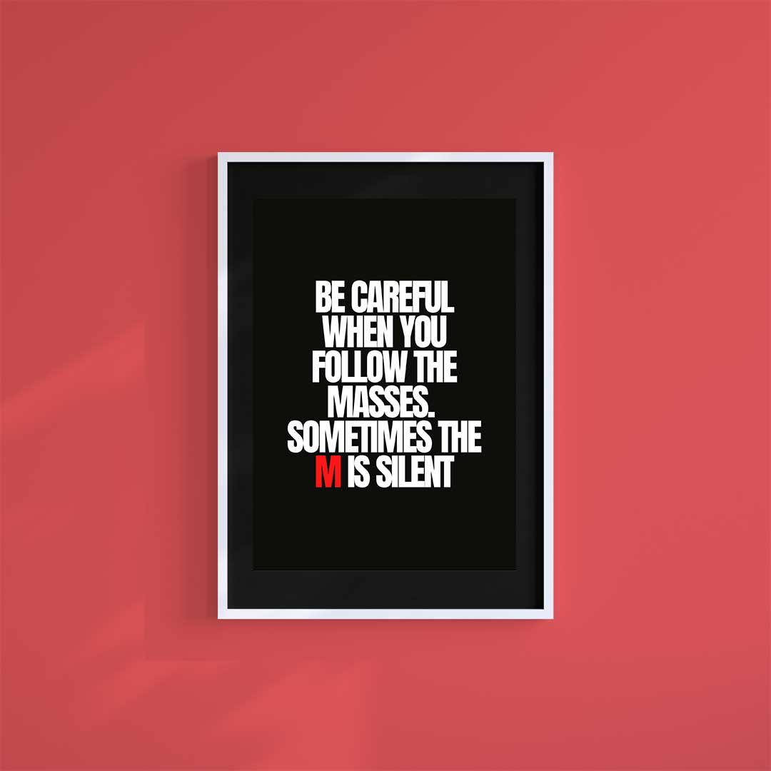 Large (A2) 16.5" x 23.4" inc Mount-Black-Silent M- Wall Art Print-Famous Rebel