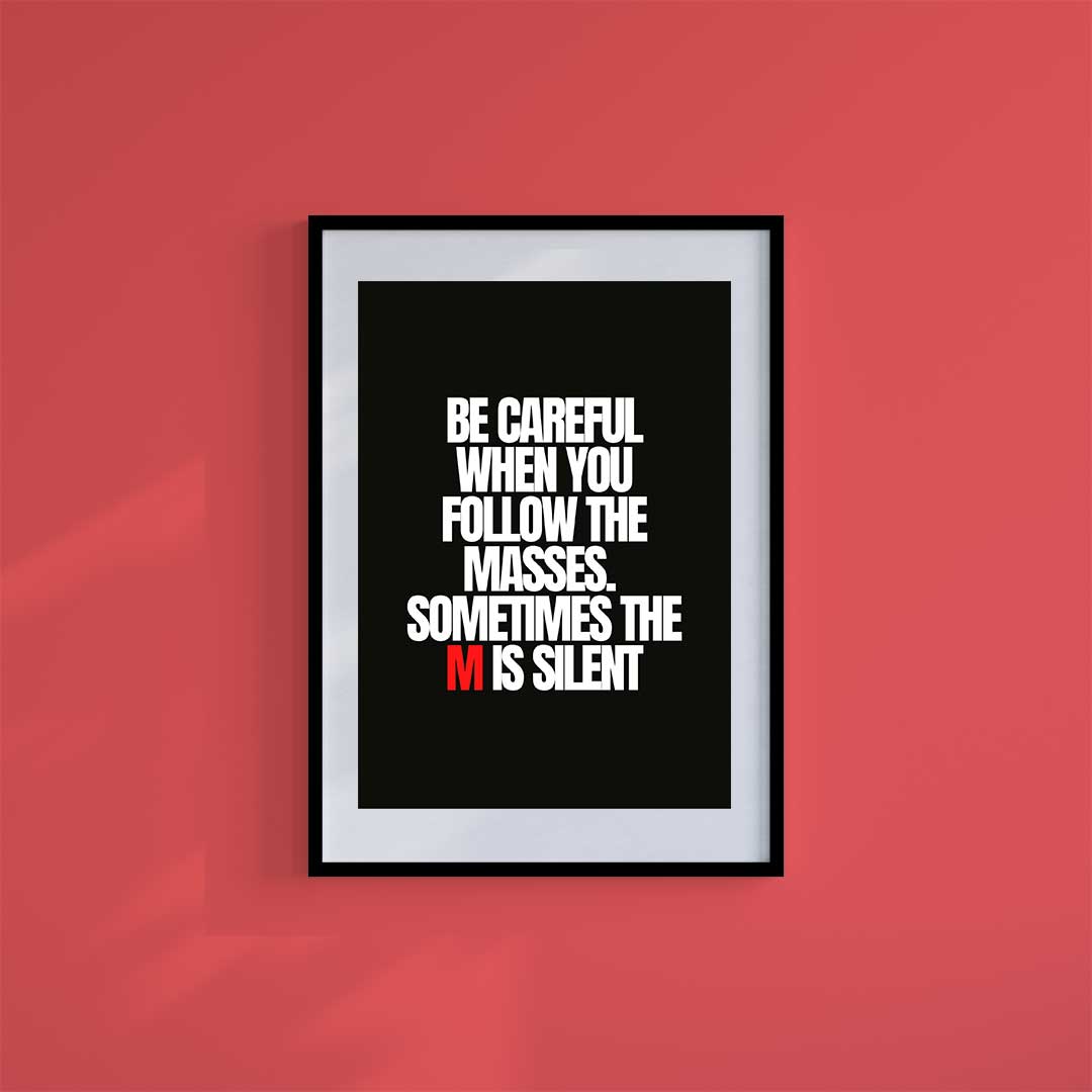 Large (A2) 16.5" x 23.4" inc Mount-White-Silent M- Wall Art Print-Famous Rebel