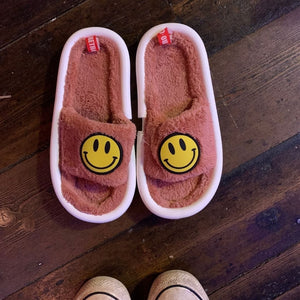 Smiley Slippers - Pink-Famous Rebel