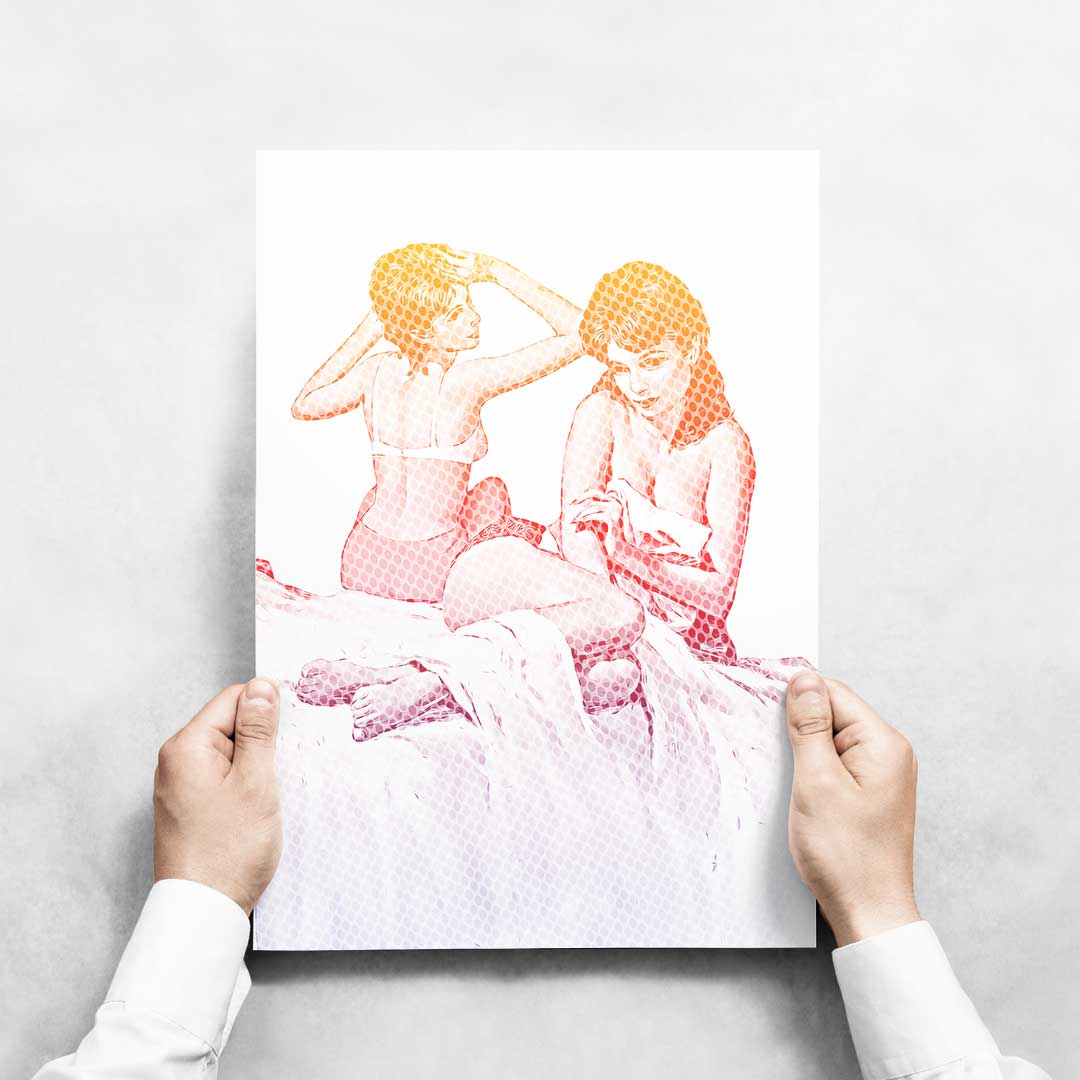 -Sun Bed Girls - Wall Art Print-Famous Rebel
