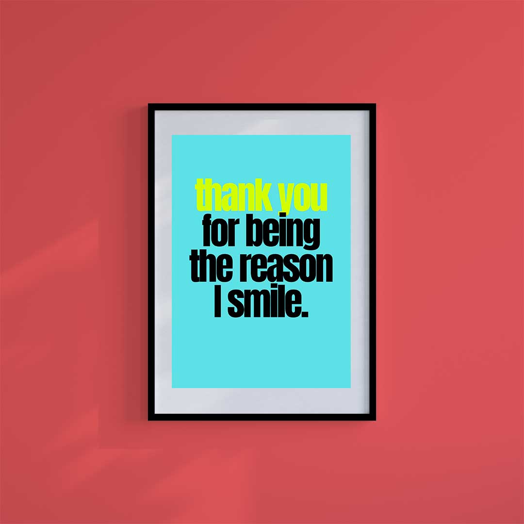 Large (A2) 16.5" x 23.4" inc Mount-White-Thank You- Wall Art Print-Famous Rebel