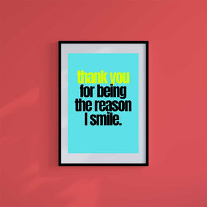 Medium (A3) 11.75" x 16.5" inc Mount-White-Thank You- Wall Art Print-Famous Rebel
