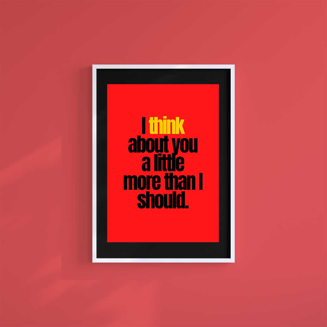 Large (A2) 16.5" x 23.4" inc Mount-Black-Thinking Of You- Wall Art Print-Famous Rebel