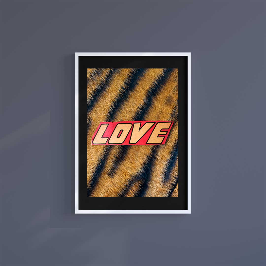 Medium (A3) 11.75" x 16.5" inc Mount-Black-Tiger Love - Wall Art Print-Famous Rebel