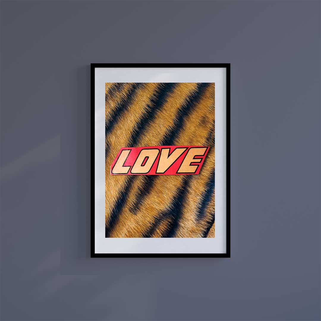 Medium (A3) 11.75" x 16.5" inc Mount-White-Tiger Love - Wall Art Print-Famous Rebel