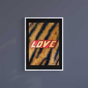 Small 10"x8" inc Mount-Black-Tiger Love - Wall Art Print-Famous Rebel