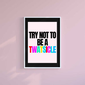 Large (A2) 16.5" x 23.4" inc Mount-Black-Twatsicle- Wall Art Print-Famous Rebel