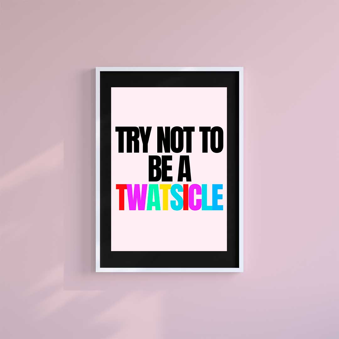 Medium (A3) 11.75" x 16.5" inc Mount-Black-Twatsicle- Wall Art Print-Famous Rebel