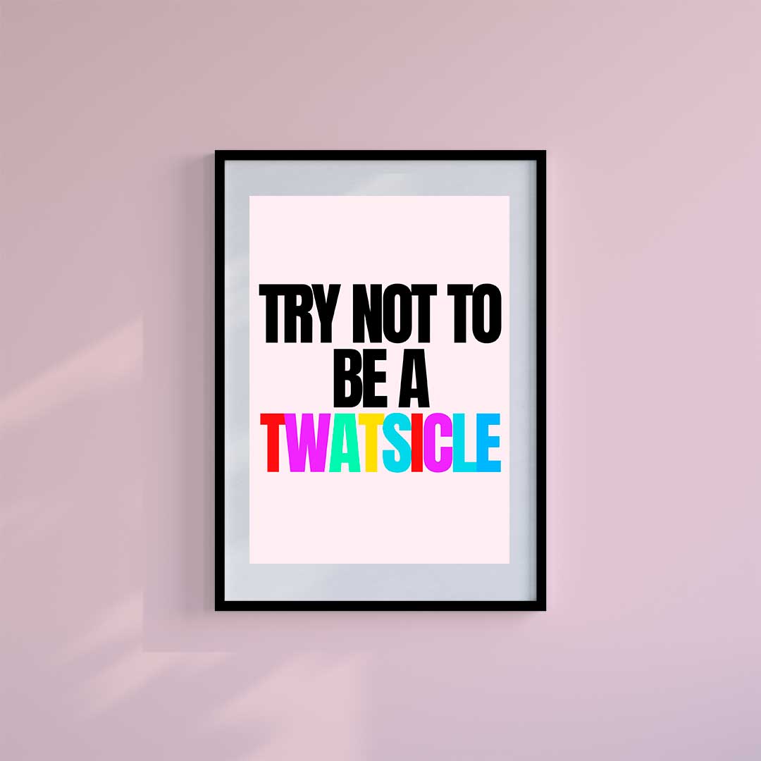 Medium (A3) 11.75" x 16.5" inc Mount-White-Twatsicle- Wall Art Print-Famous Rebel