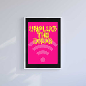 Medium (A3) 11.75" x 16.5" inc Mount-Black-Unplug the Drug- Wall Art Print-Famous Rebel