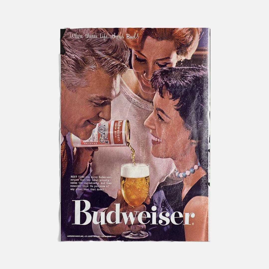 Vintage Ads- Budweiser 57- Wooden Poster-Famous Rebel