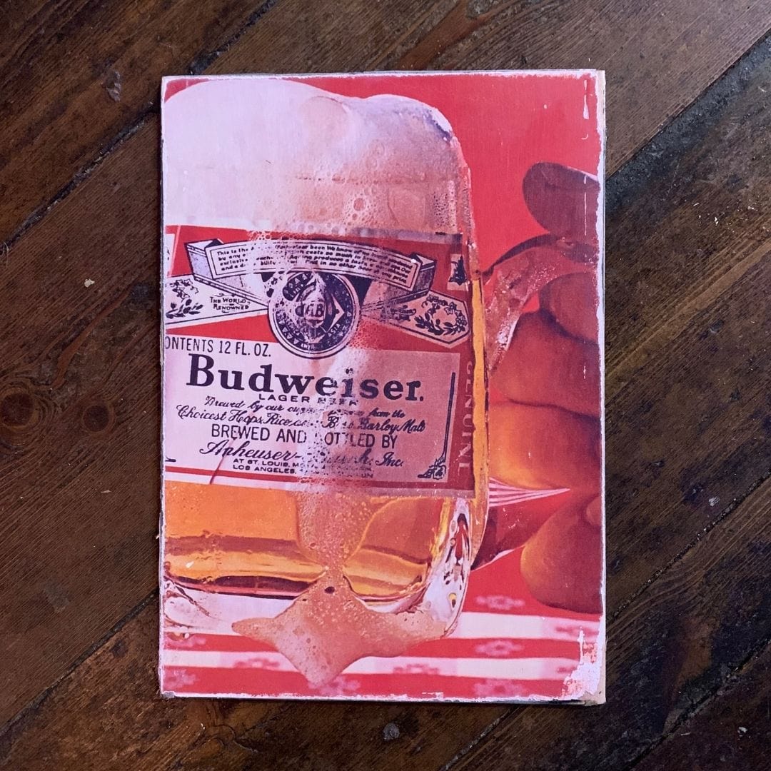 Vintage Ads-Budweiser Glass -Wooden Poster-Famous Rebel