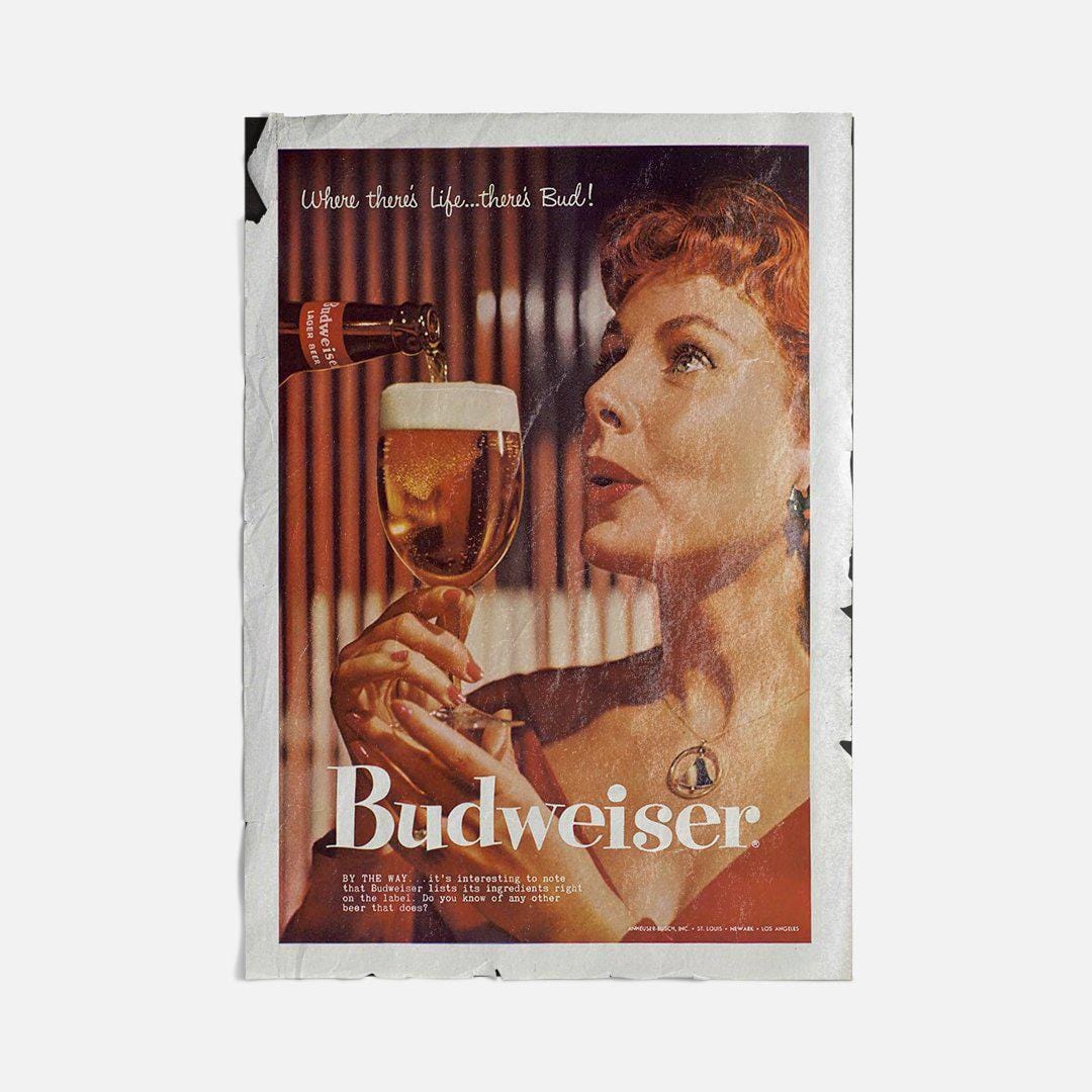Vintage Ads- Budweiser- Wooden Poster-Famous Rebel