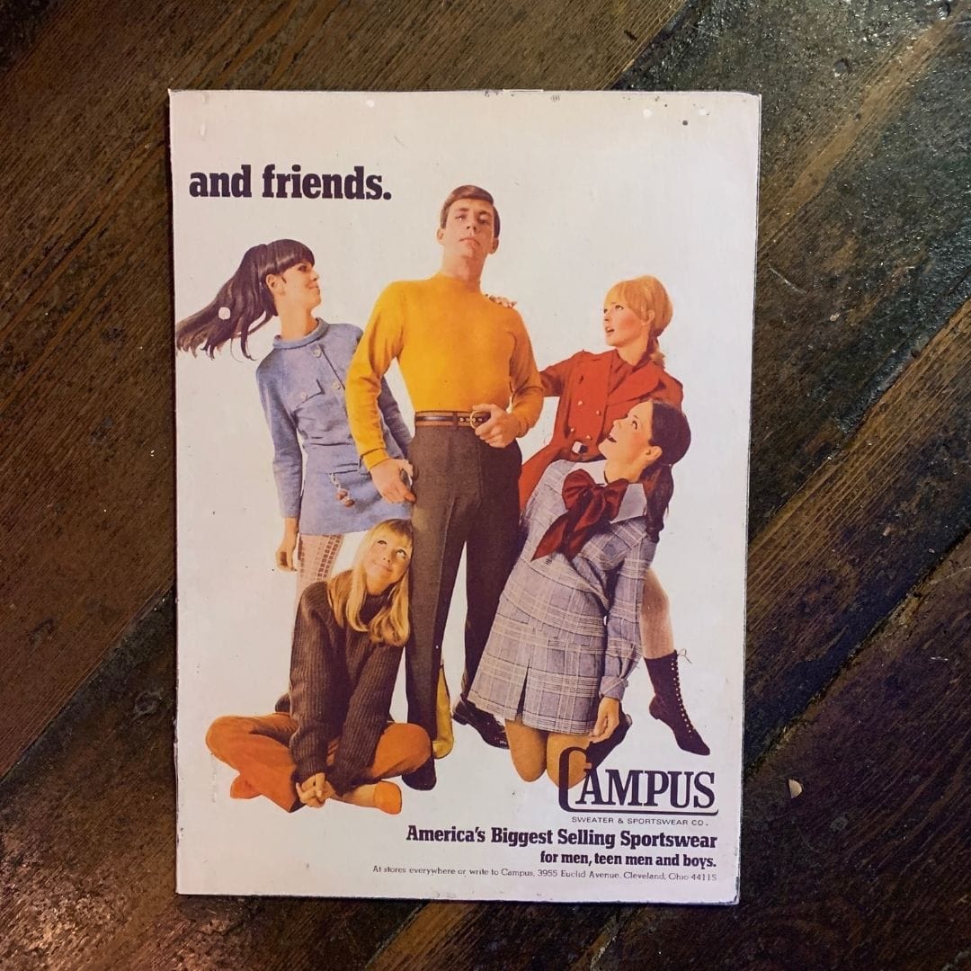 Vintage Ads- Campus Sportswear - Wooden Poster-Famous Rebel