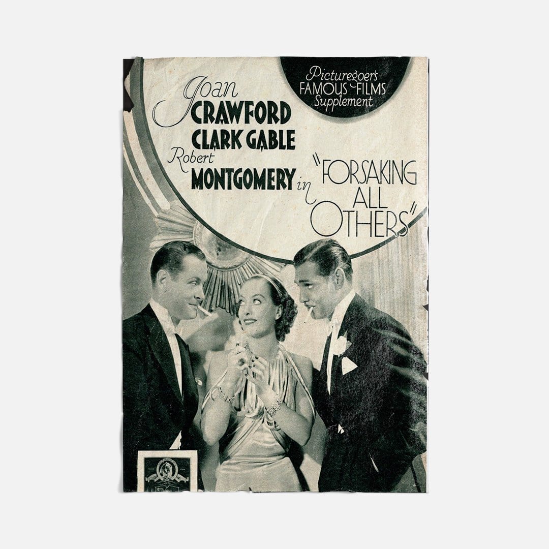Vintage Ads- Clark Gable & Joan Crawford- Wooden Poster-Famous Rebel