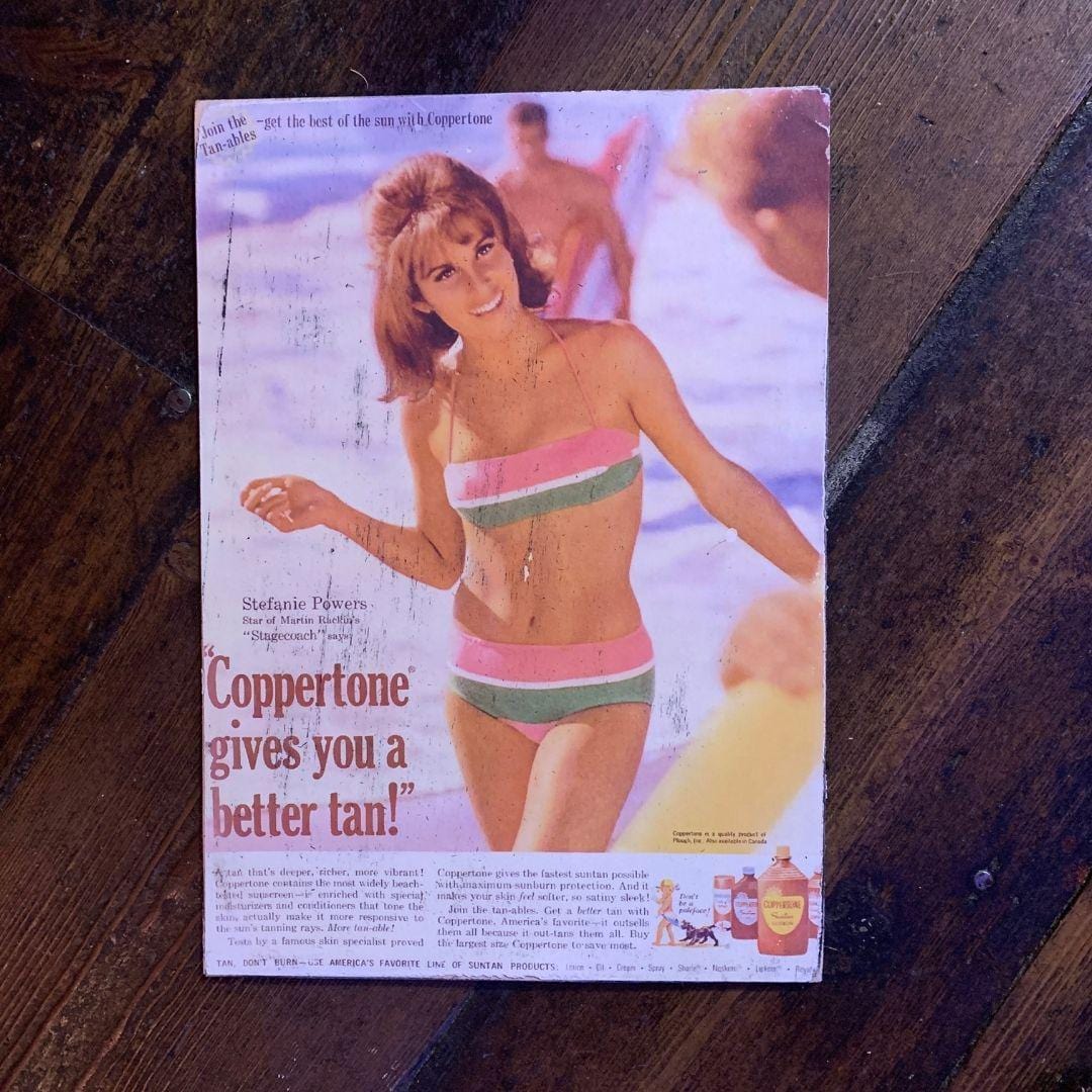 Vintage Ads- Coppertone- Wooden Poster-Famous Rebel