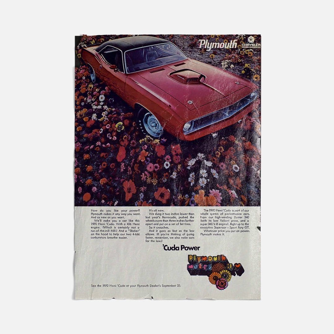 Vintage Ads- Cuda Power- Wooden Poster-Famous Rebel