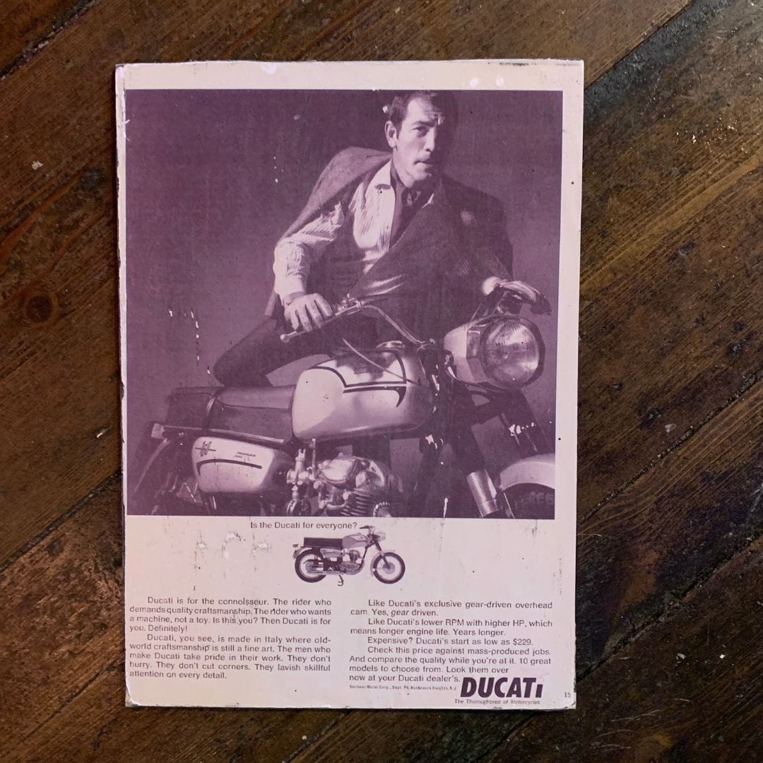Vintage Ads- Ducati - Wooden Poster-Famous Rebel