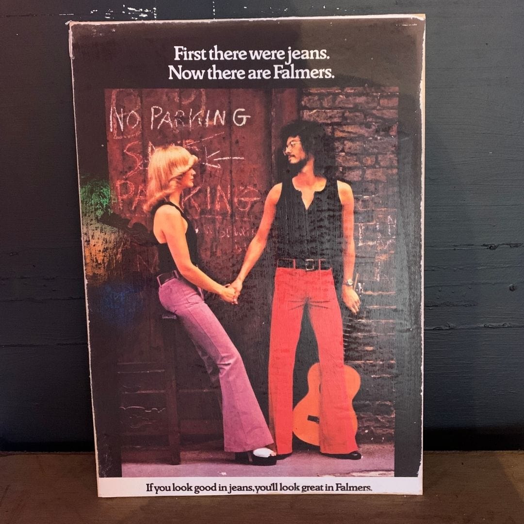 Vintage Ads- Falmers Jeans - Wooden Poster-Famous Rebel