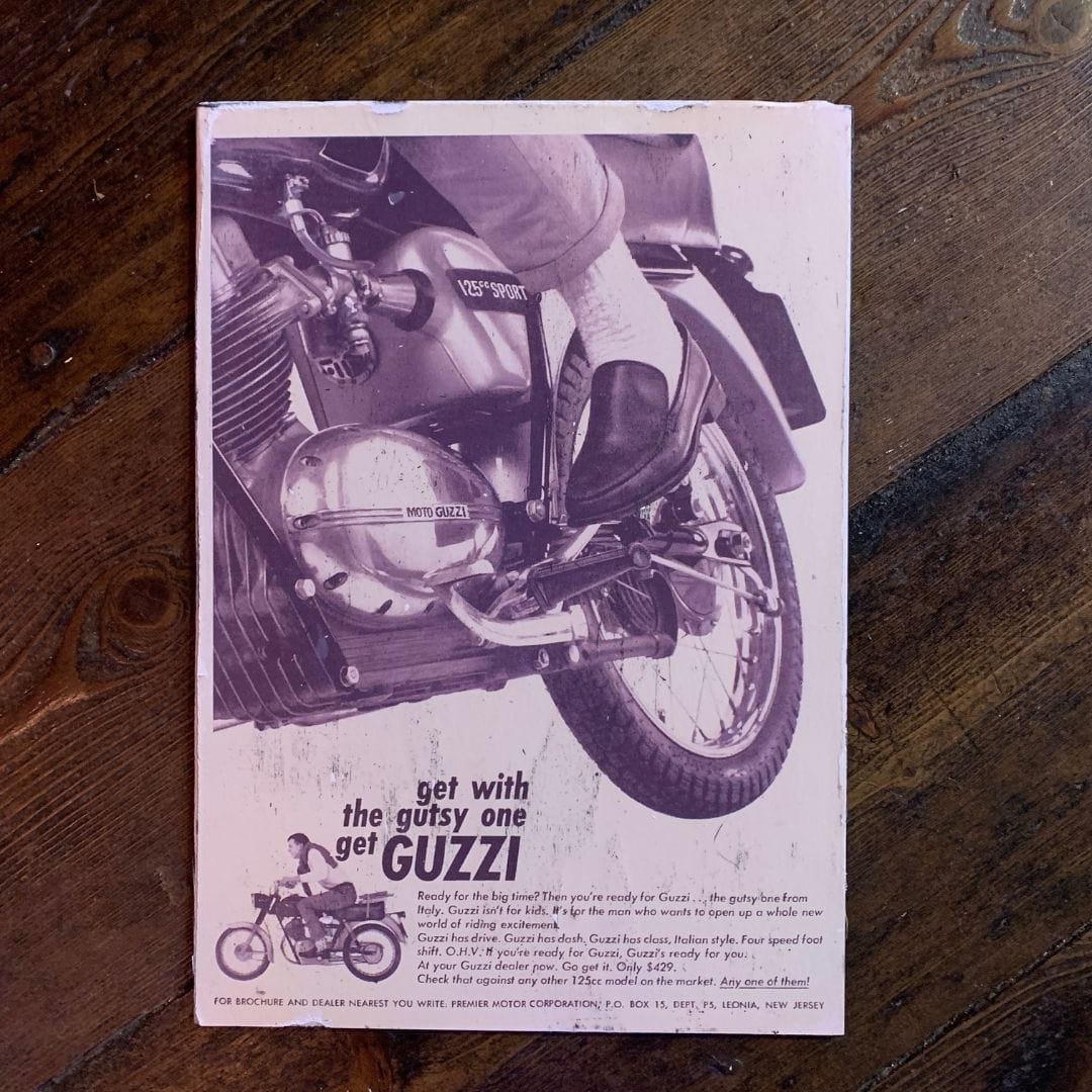 Vintage Ads-Guzzi -Wooden Poster-Famous Rebel