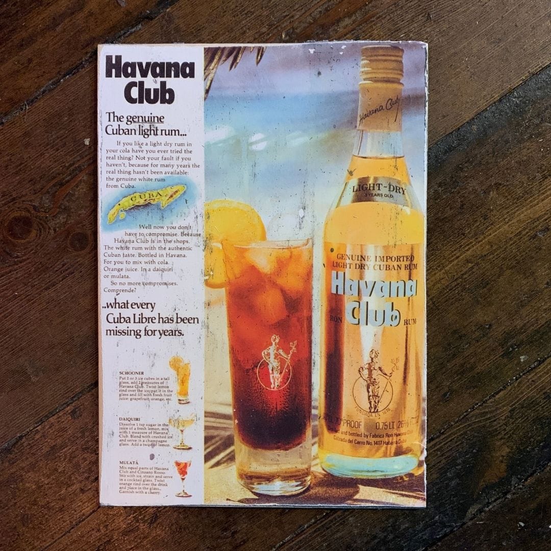 Vintage Ads- Havanna Club -Wooden Poster-Famous Rebel