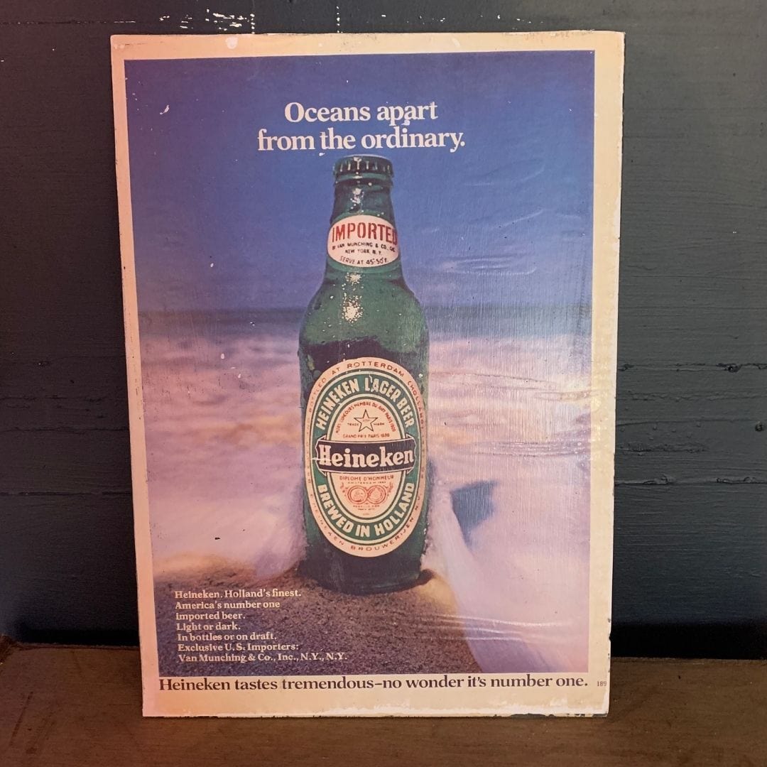 Vintage Ads- Heineken-Oceans Apart - Wooden Poster-Famous Rebel