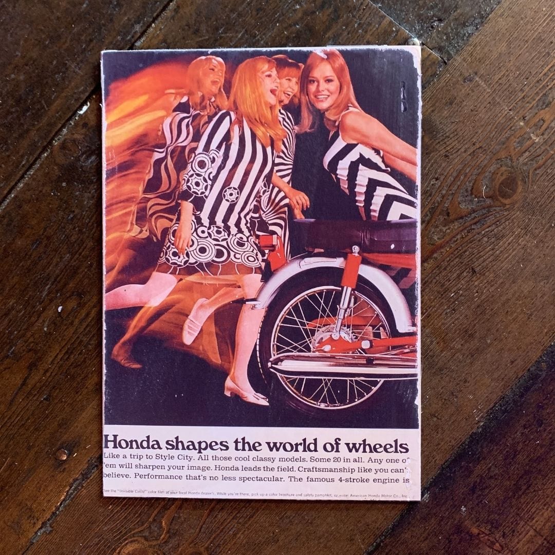 Vintage Ads- Honda Ladies-Wooden Poster-Famous Rebel