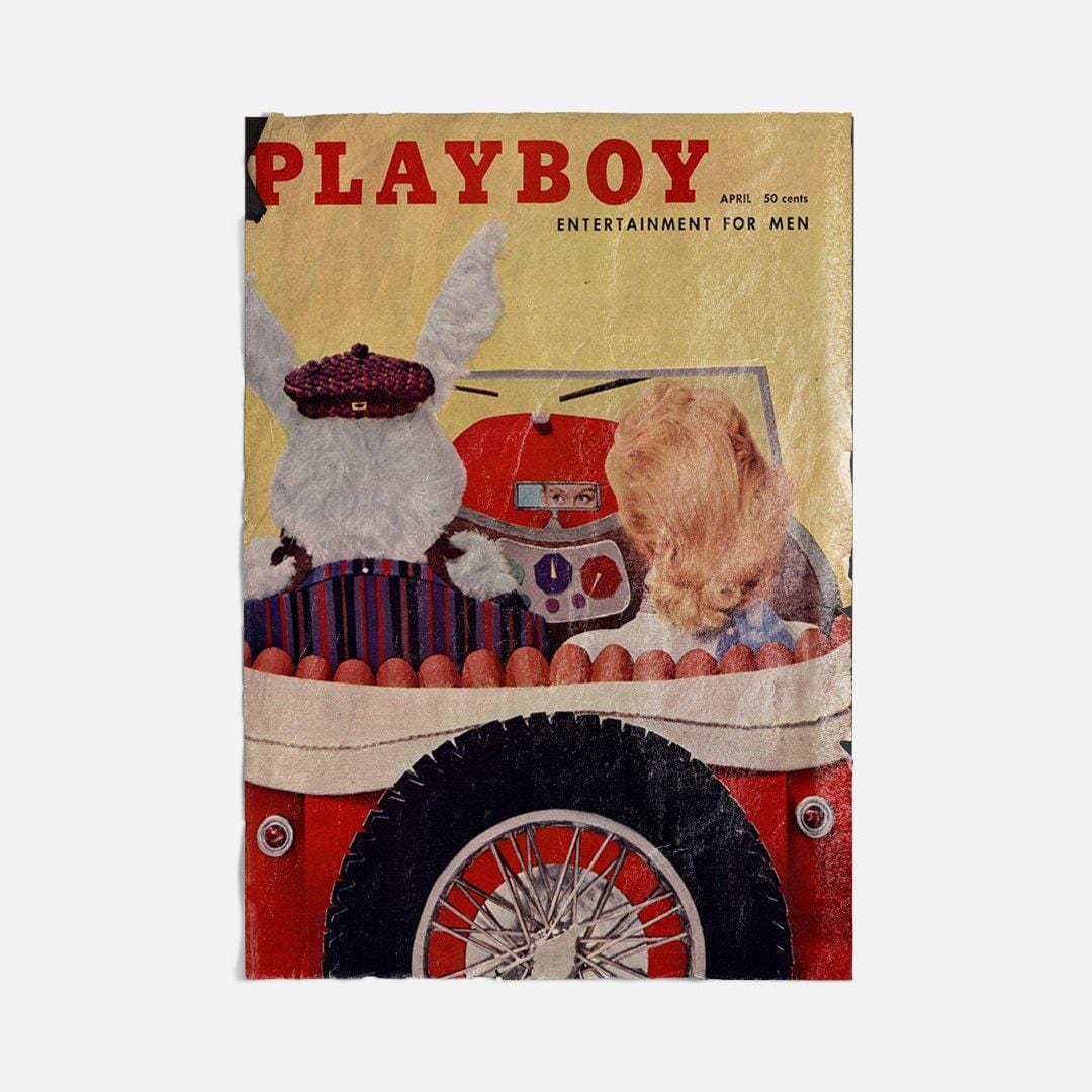 Vintage Ads- Playboy April- Wooden Poster-Famous Rebel