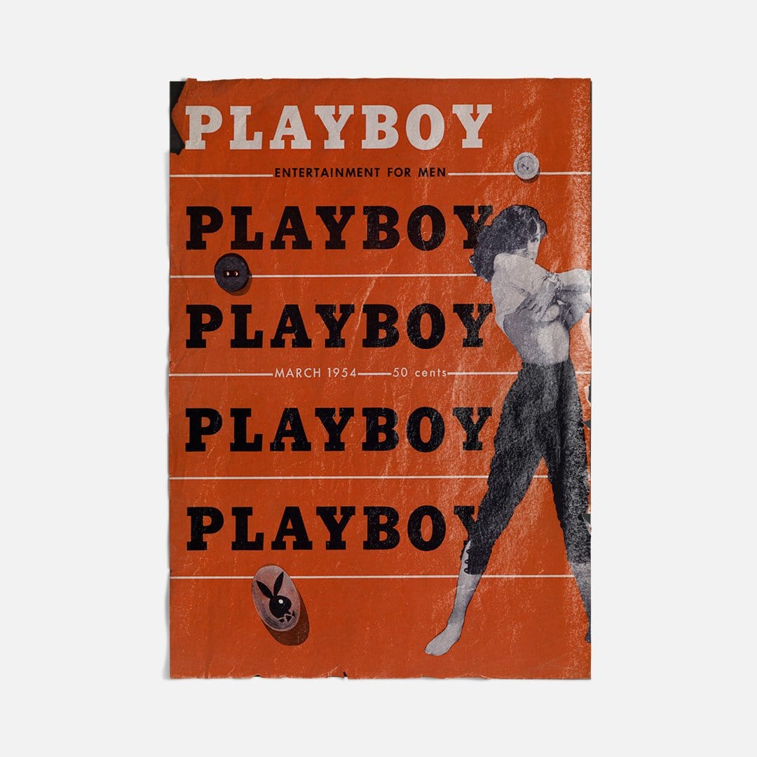 Vintage Ads- Playboy March 54- Wooden Poster-Famous Rebel