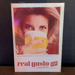Vintage Ads- Real Gusto Schlitz - Wooden Poster-Famous Rebel