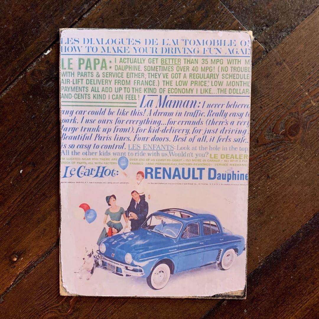 Vintage Ads- Renault -Wooden Poster-Famous Rebel