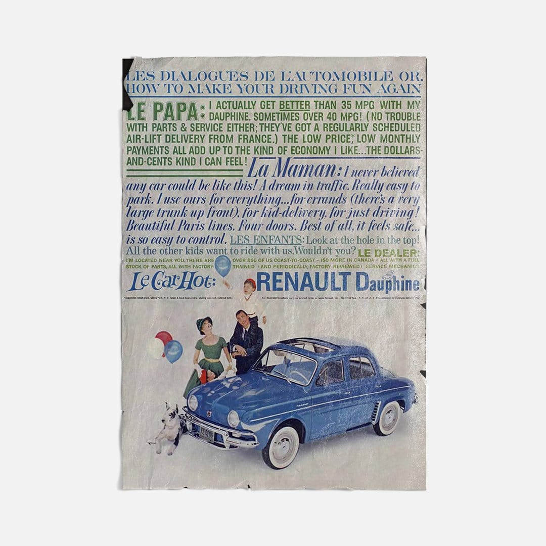 Vintage Ads- Renault- Wooden Poster-Famous Rebel