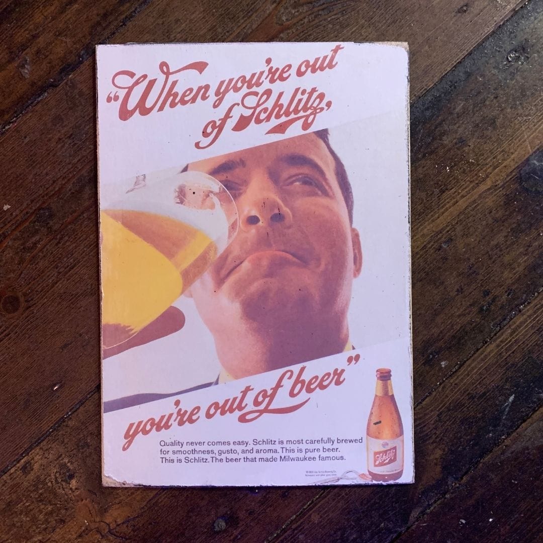 Vintage Ads- Schlife Beer - Wooden Poster-Famous Rebel
