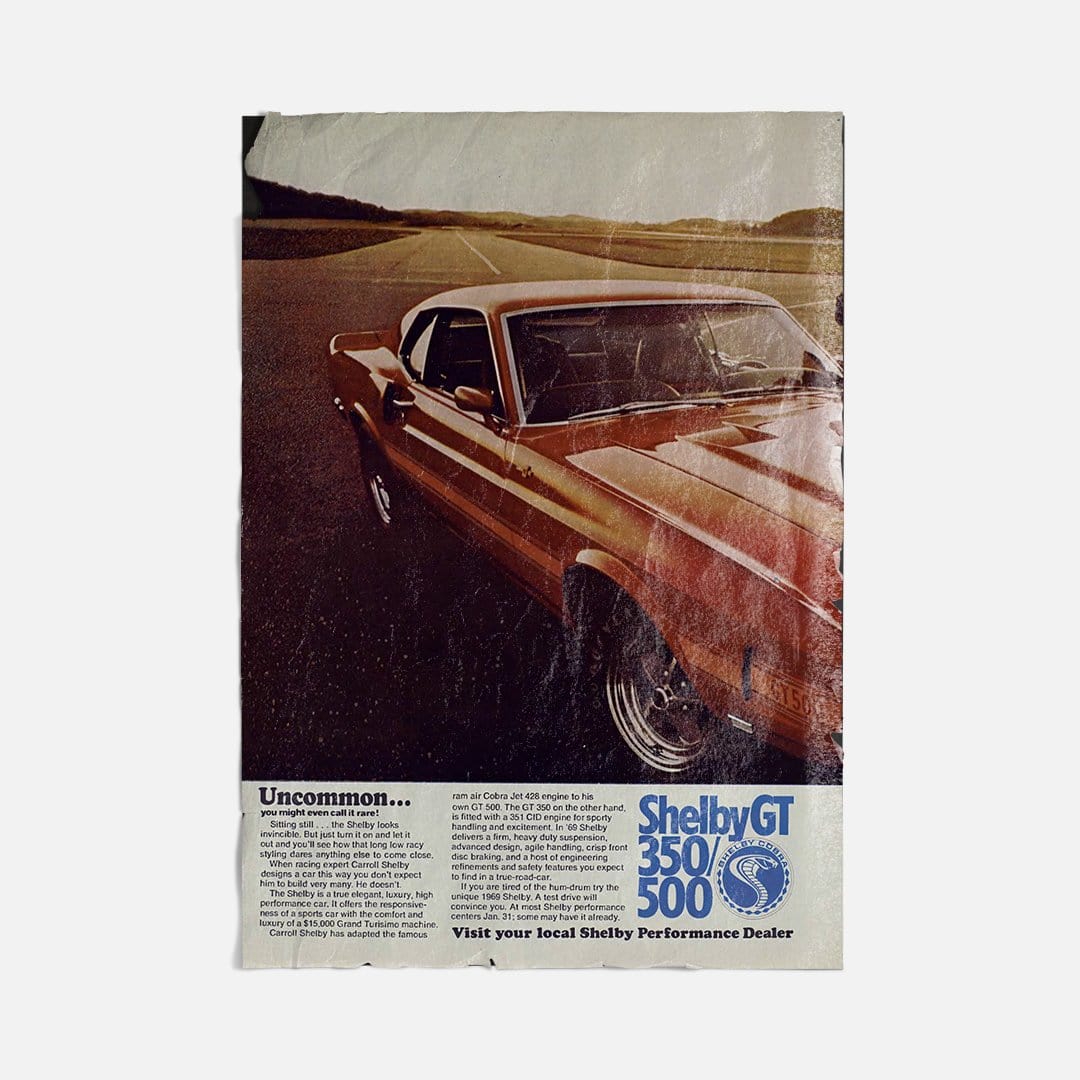 Vintage Ads- Shelby GT- Wooden Poster-Famous Rebel