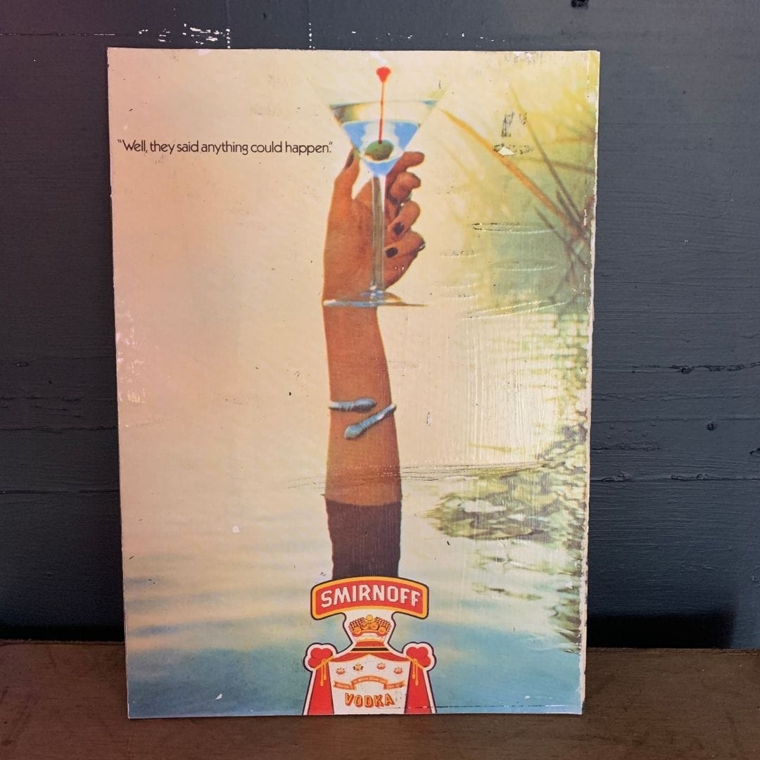 Vintage Ads- Smirnoff-Anything Could Happen - Wooden Poster-Famous Rebel