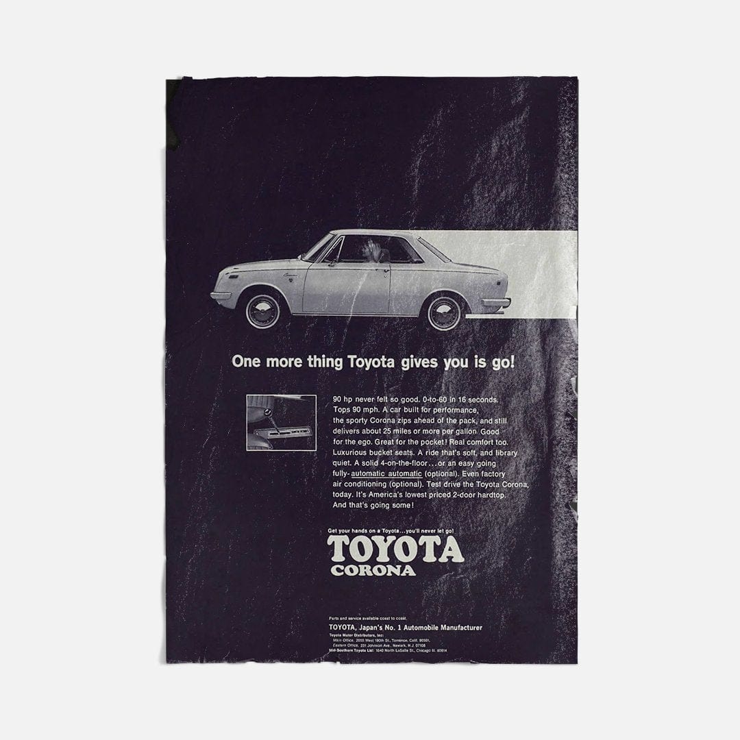 Vintage Ads- Toyota Corona- Wooden Poster-Famous Rebel