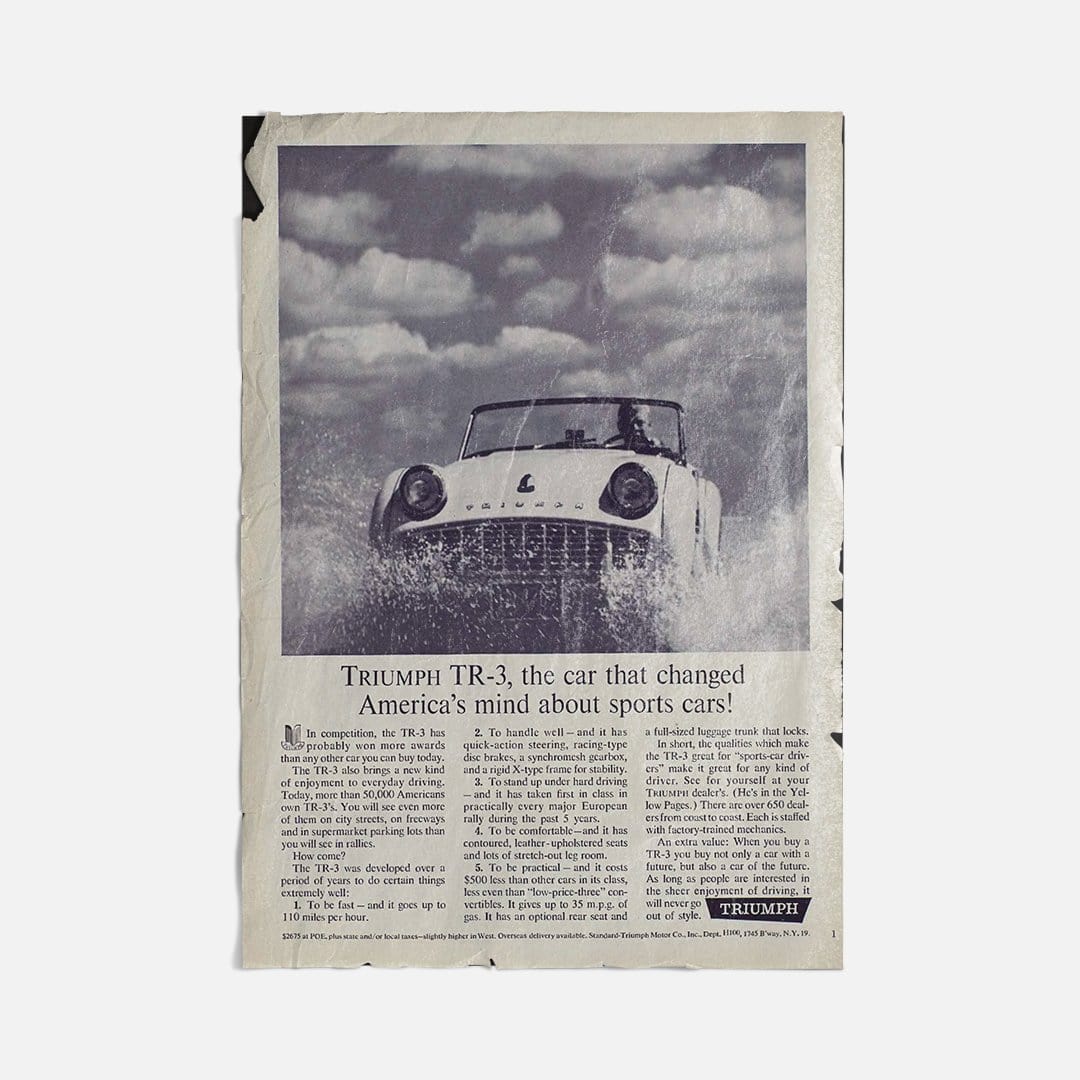 Vintage Ads- Triumph TR3- Wooden Poster-Famous Rebel