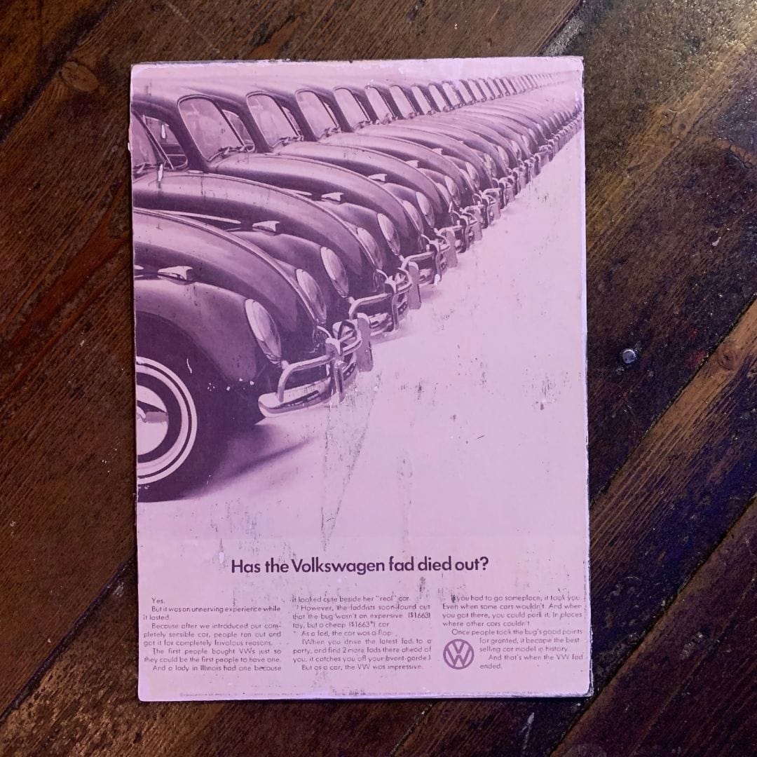 Vintage Ads-VW - Wooden Poster-Famous Rebel