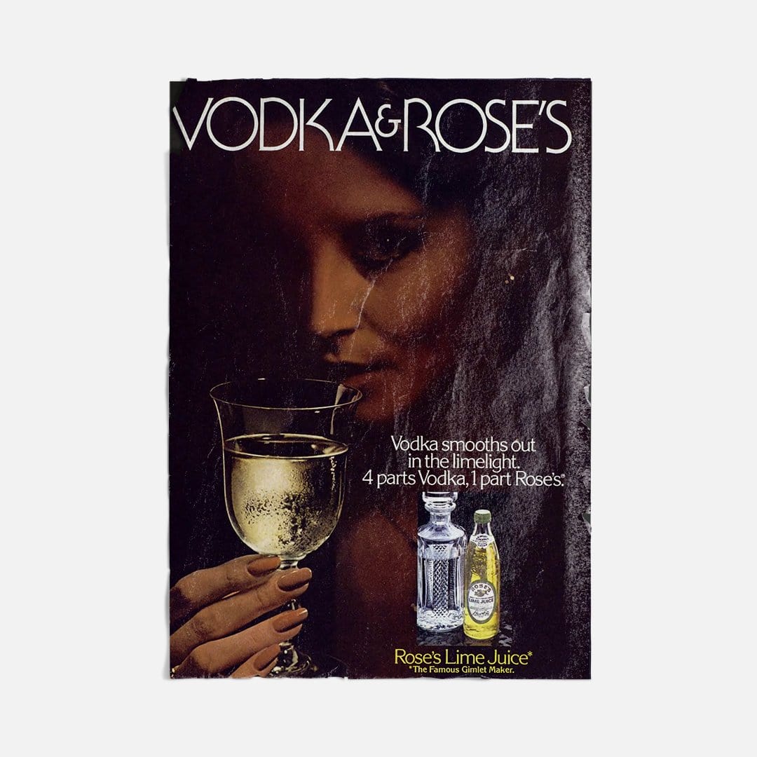 Vintage Ads- Vodka & Roses - Wooden Poster-Famous Rebel