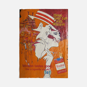 Vintage Ads- Winstons Cigarettes - Wooden Poster-Famous Rebel