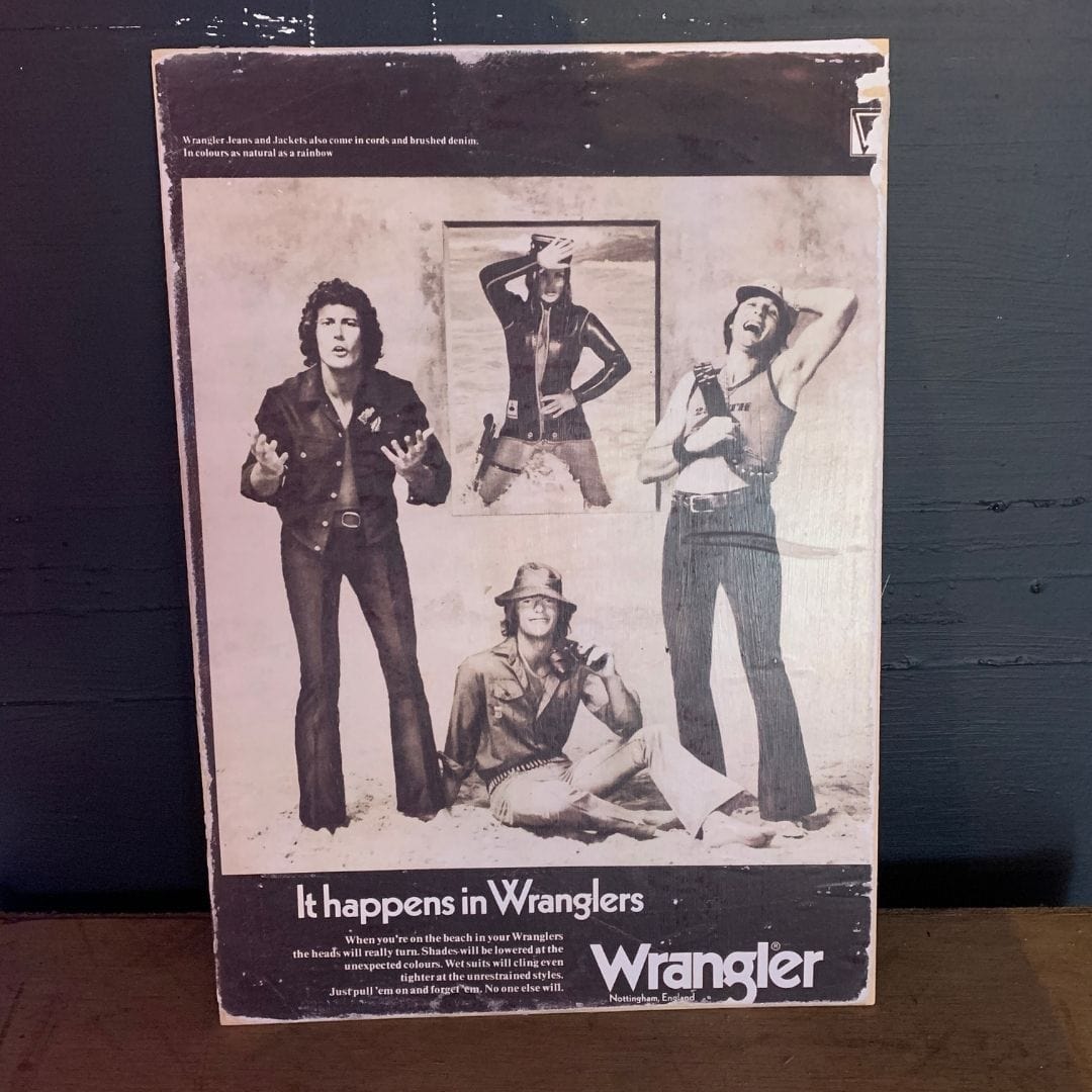 Vintage Ads- Wrangler - Wooden Poster-Famous Rebel