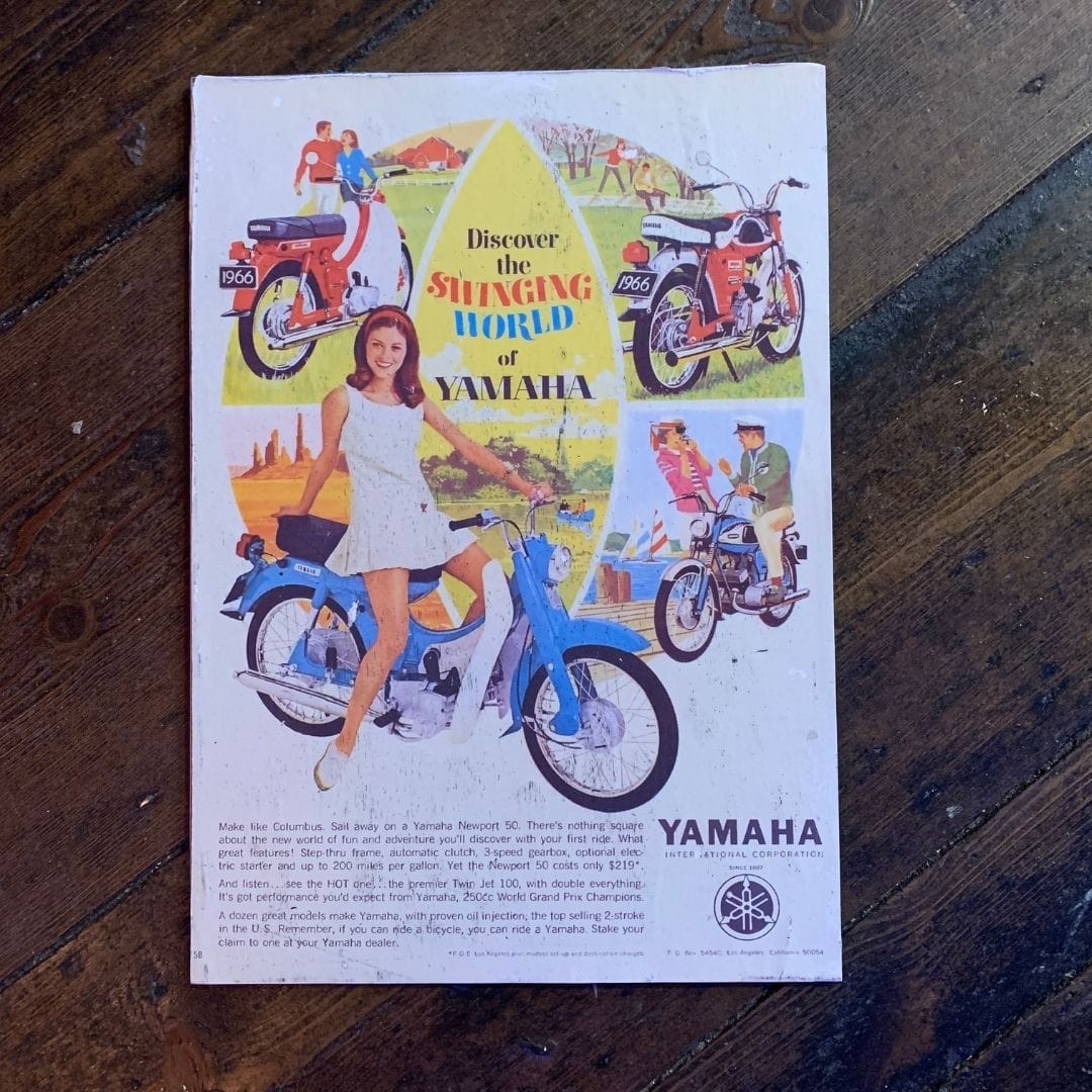 Vintage Ads- Yamaha -Wooden Poster-Famous Rebel
