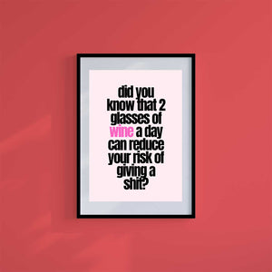 Large (A2) 16.5" x 23.4" inc Mount-White-Wine A Day- Wall Art Print-Famous Rebel